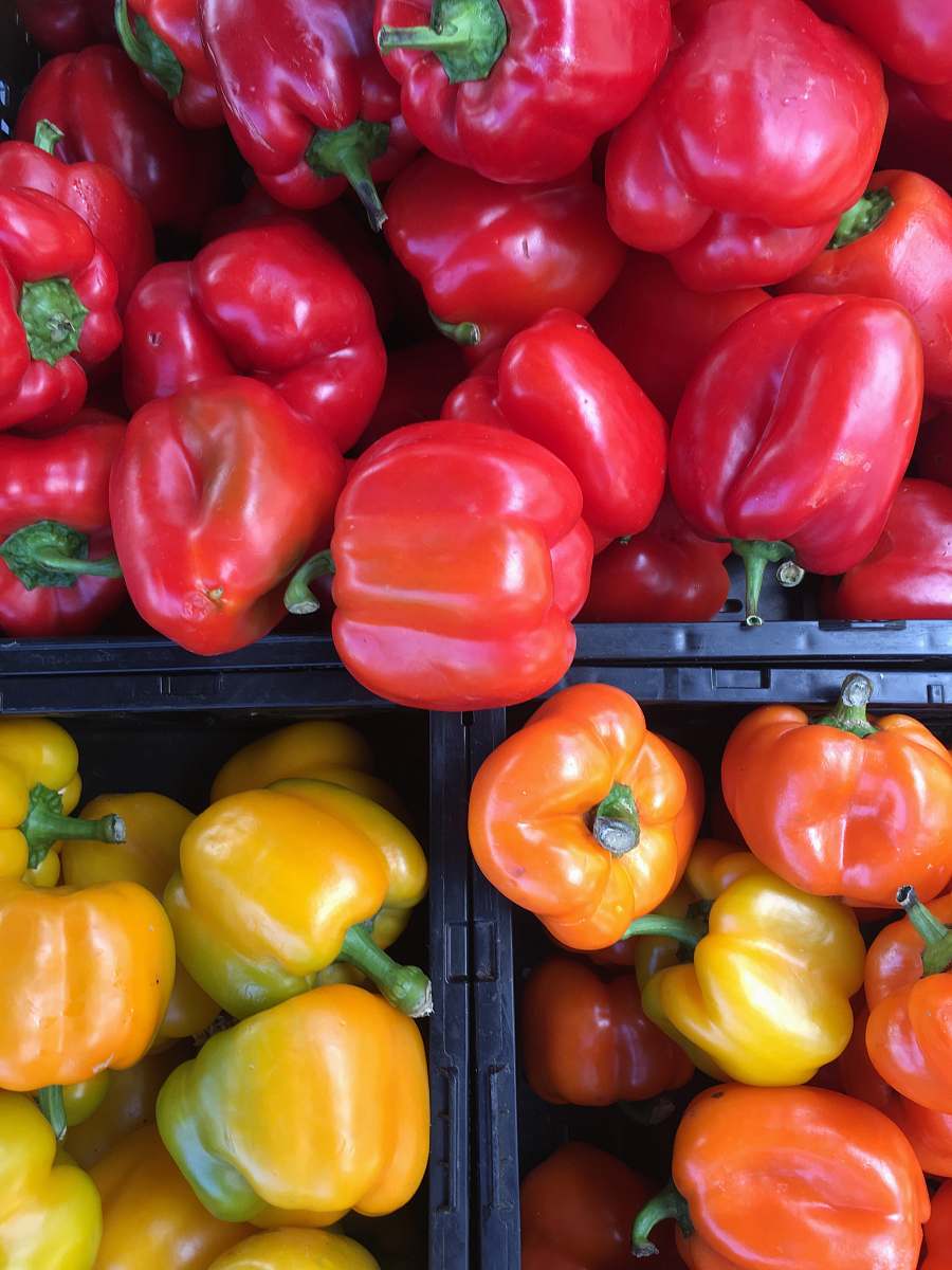 bell pepper red and yellow bell peppers lot vegetable